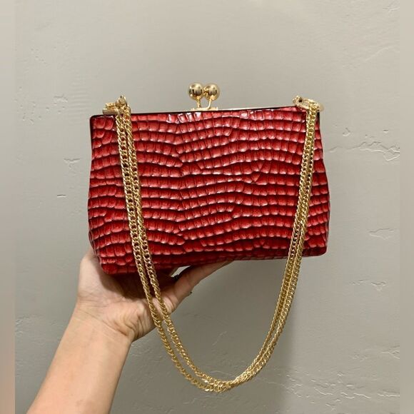 Handmade Genuine Embossed Leather Kisslock Wristlet/Crossbody & Coin Purse - Picture 5 of 16